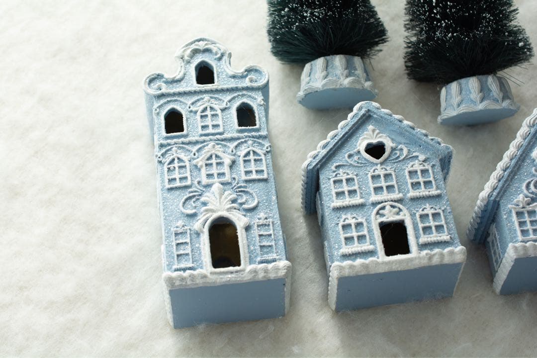 完売貴重　レアハルモニア　ウインターブルービレッジオブジェ6点セット（R）