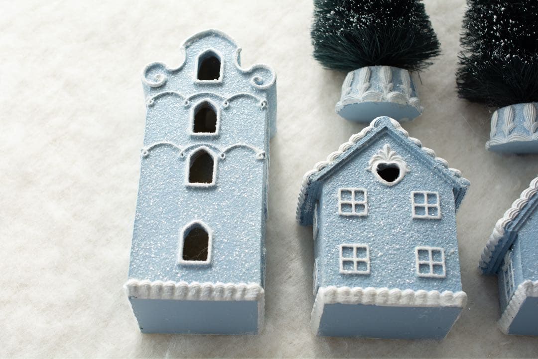 完売貴重　レアハルモニア　ウインターブルービレッジオブジェ6点セット（R）