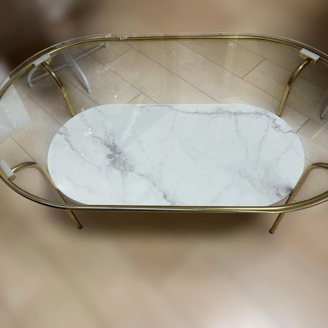 【極美品】francfranc レガートコーヒーテーブル　S ゴールド　大理石調