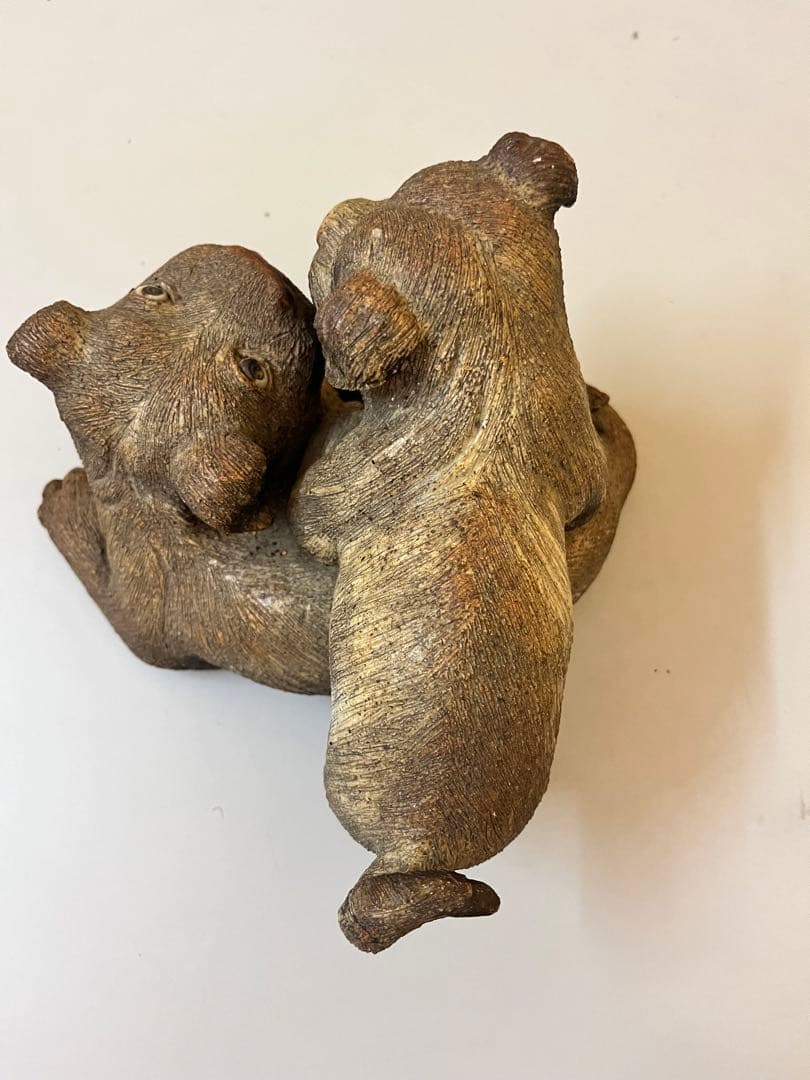 陶器製 子犬 二匹 置物 インテリア 可愛い ヴィンテージ