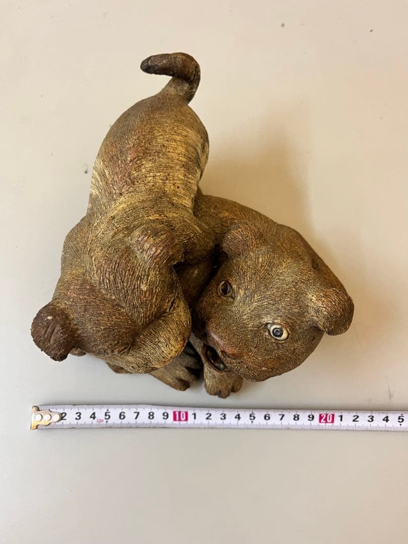 陶器製 子犬 二匹 置物 インテリア 可愛い ヴィンテージ
