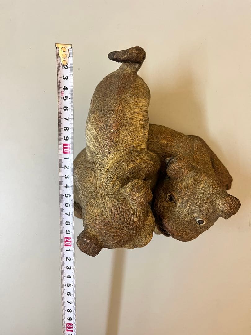 陶器製 子犬 二匹 置物 インテリア 可愛い ヴィンテージ