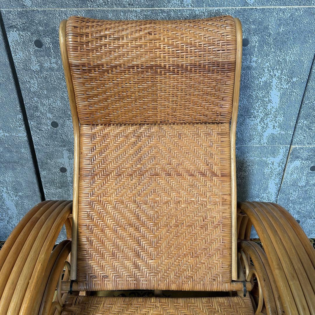 ꧁籐家具꧂ラタンリクライニングチェア いす イス 椅子 昭和レトロ アジアン