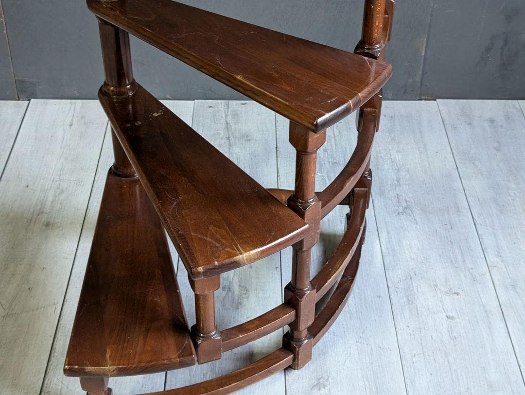 希少 ライブラリーステップ アンティーク 螺旋階段 ラック 花台 GZ