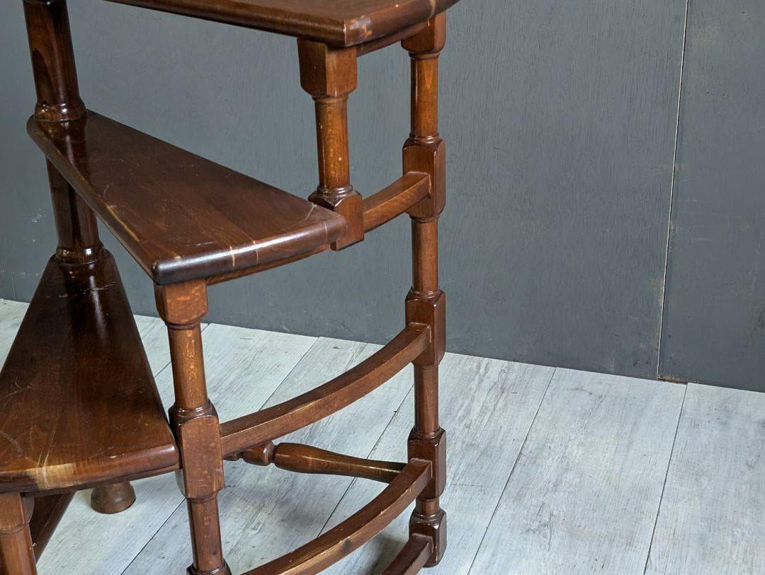 希少 ライブラリーステップ アンティーク 螺旋階段 ラック 花台 GZ