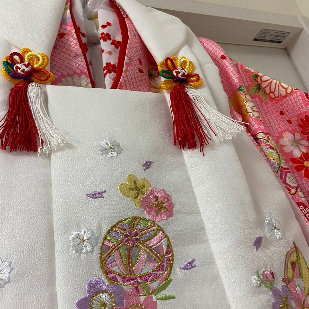 七五三用 花柄 ピンク着物　セット　女の子　3歳