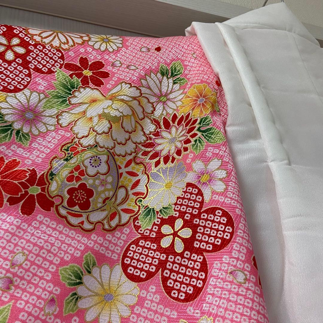 七五三用 花柄 ピンク着物　セット　女の子　3歳