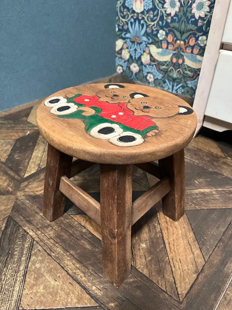 ベビーチェア ミニスツール 子供椅子 インテリア パンダ 木彫り 花台
