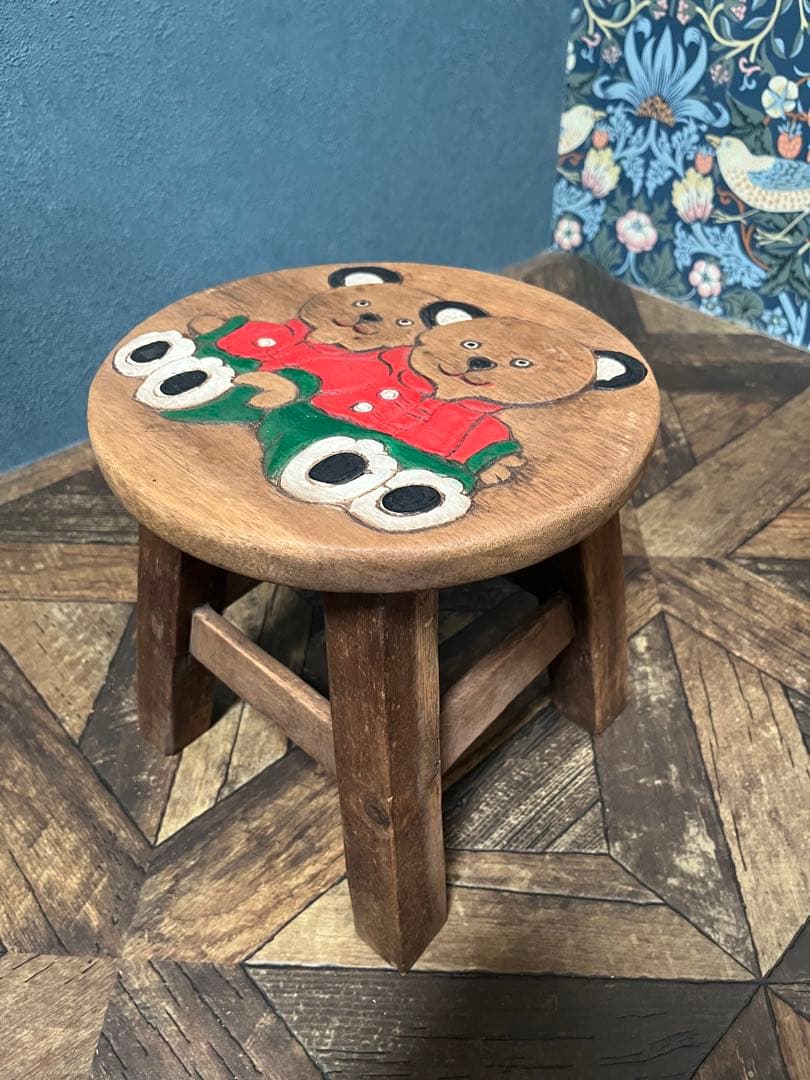 ベビーチェア ミニスツール 子供椅子 インテリア パンダ 木彫り 花台