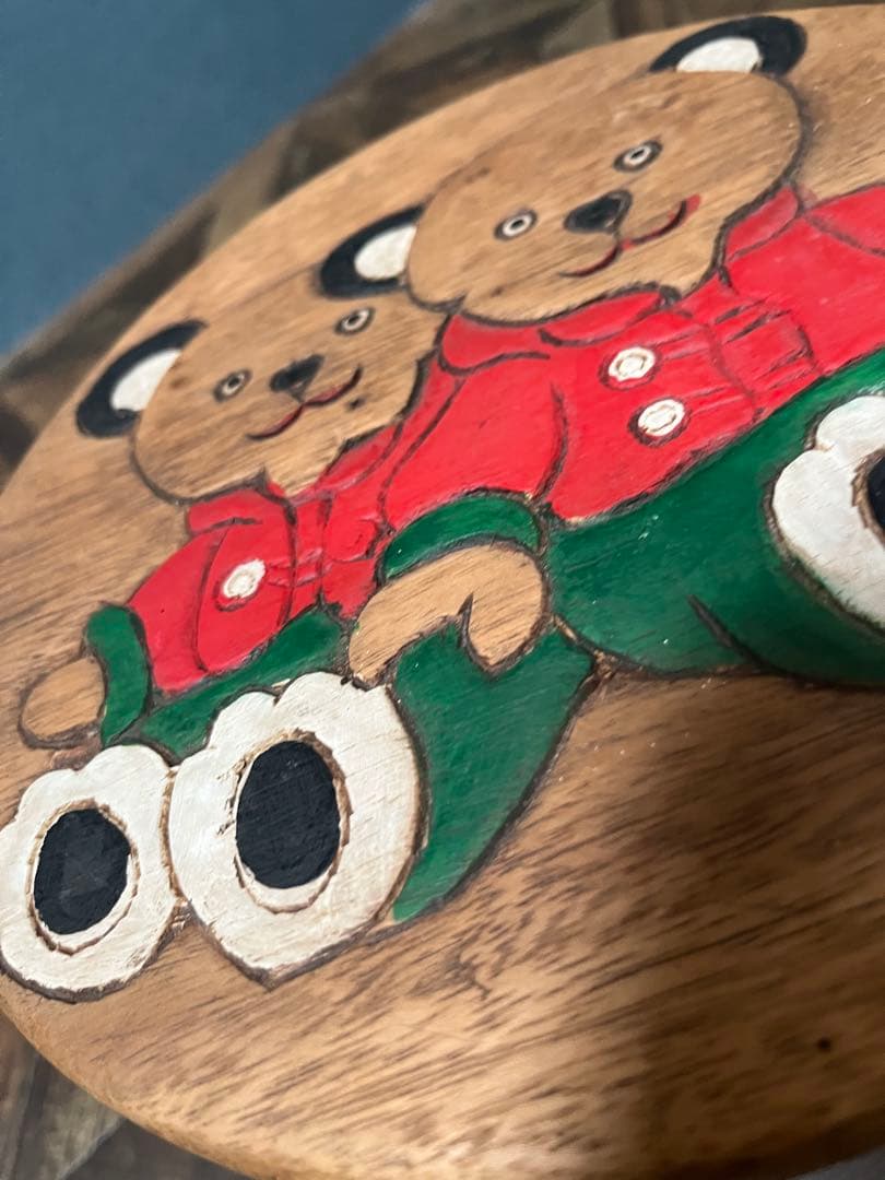 ベビーチェア ミニスツール 子供椅子 インテリア パンダ 木彫り 花台