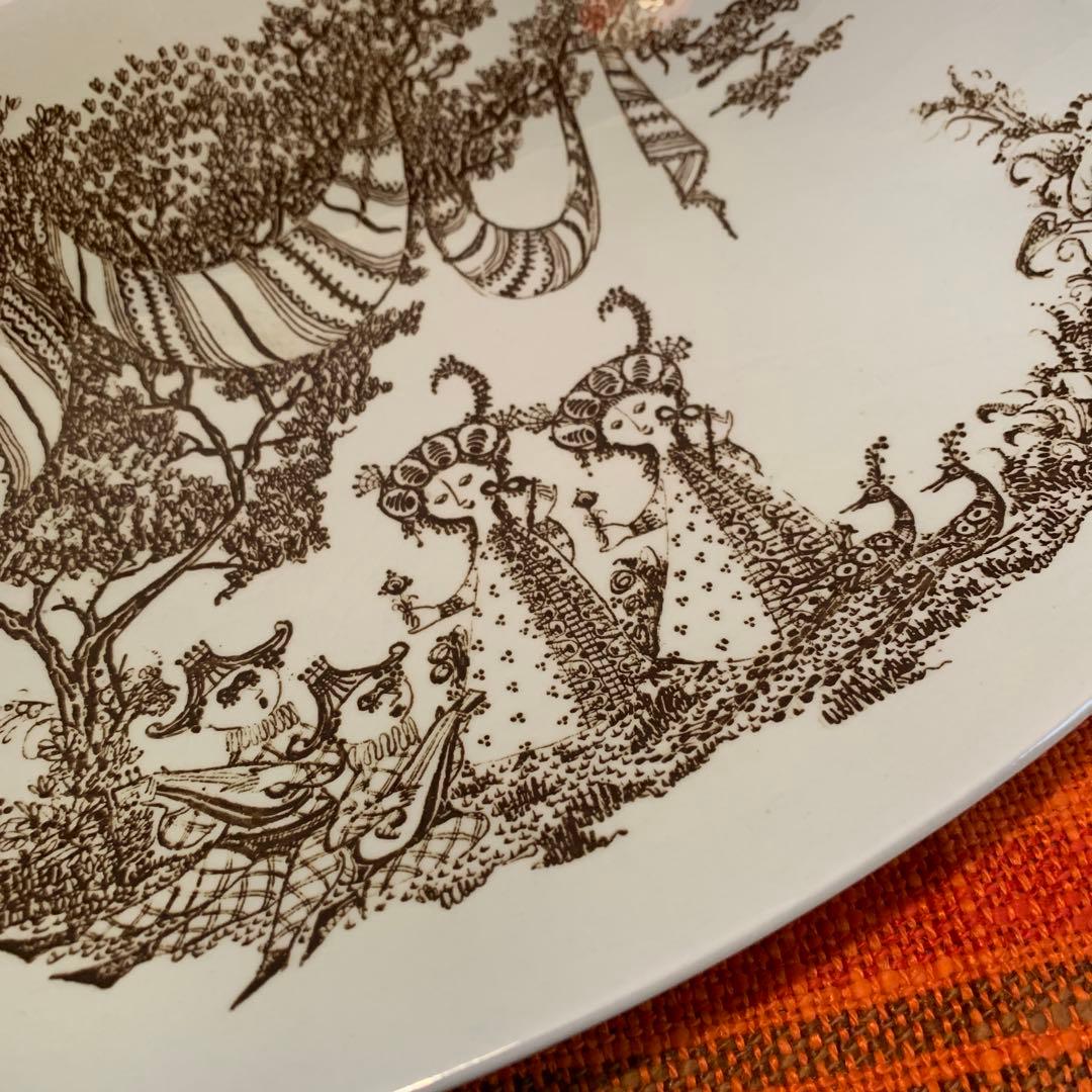 ビヨンヴィンブラッド　題名セレナーデのレアな茶色の絵皿！1960年代のブラッド！