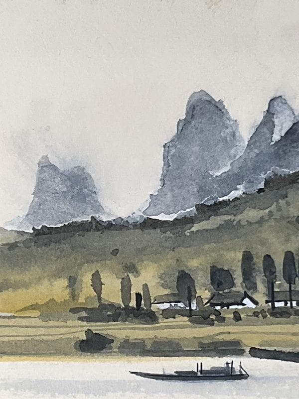 真作【飯田史朗／黎明桂林／日本画／原画／直筆サイン】