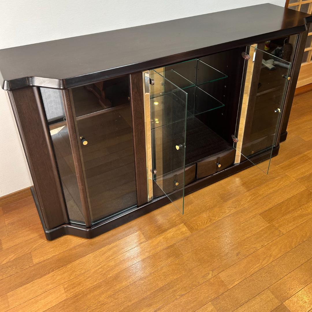 武富家具 TAKEDOMI キャビネット ローボード ガラス扉付き