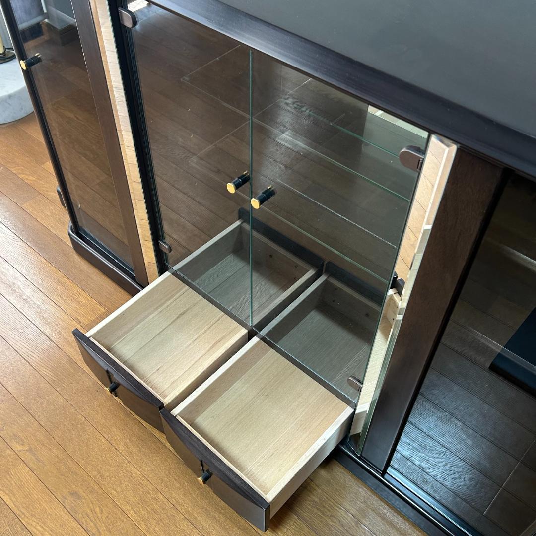 武富家具 TAKEDOMI キャビネット ローボード ガラス扉付き