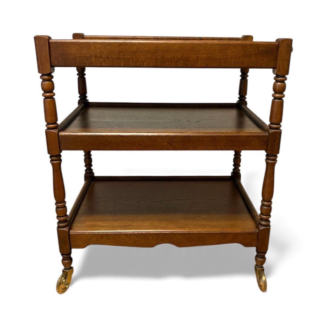 カリモク キッチンワゴン 3段 キャスター アンティーク トレー取外し可