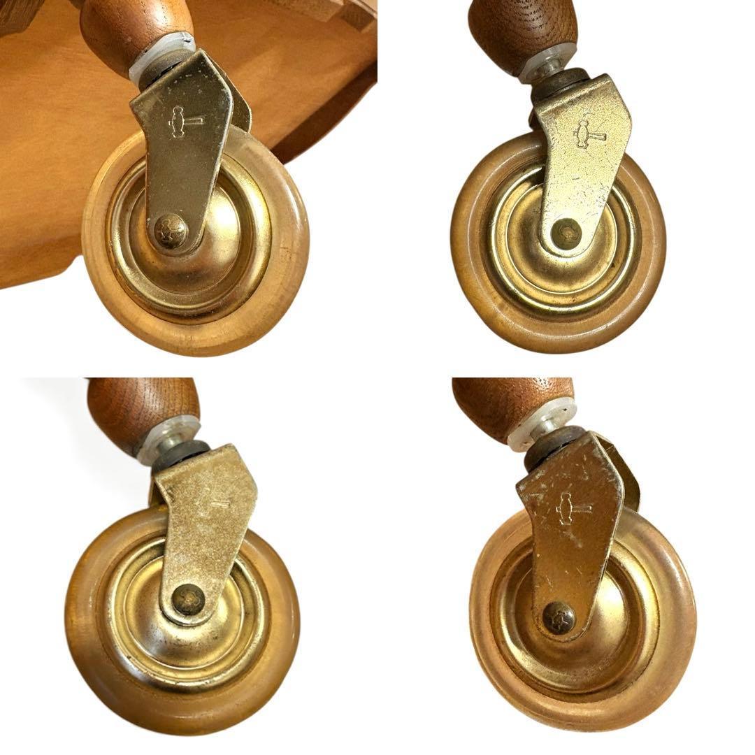 カリモク キッチンワゴン 3段 キャスター アンティーク トレー取外し可