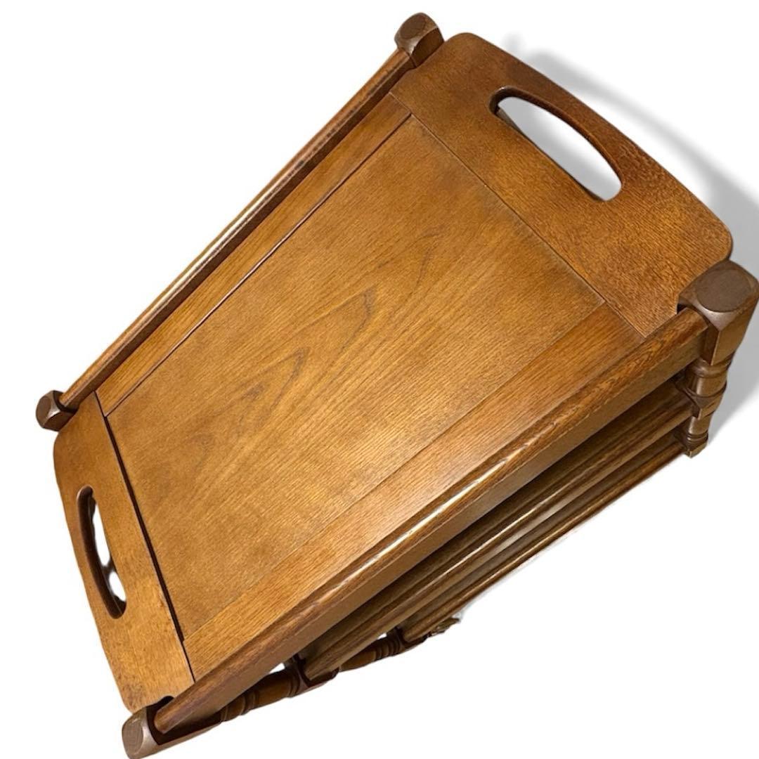 カリモク キッチンワゴン 3段 キャスター アンティーク トレー取外し可