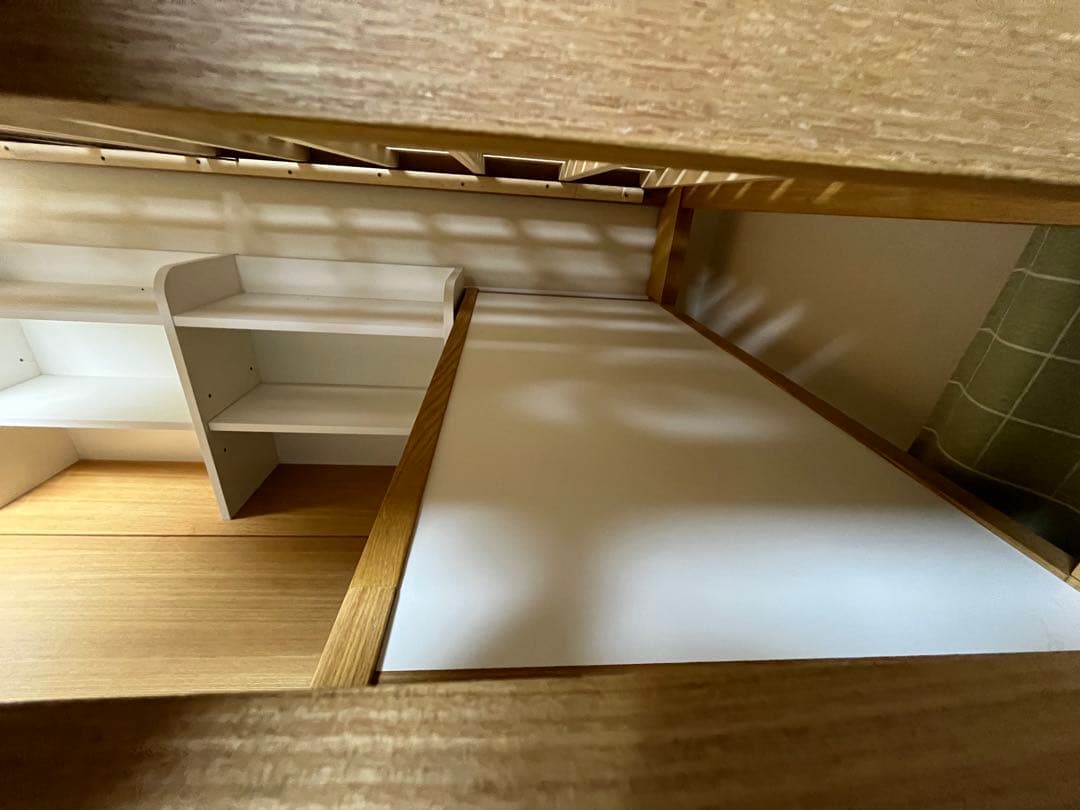 システムベッドデスク　ノア　タモ　LEDライト付き 階段、机付きロフトベッド