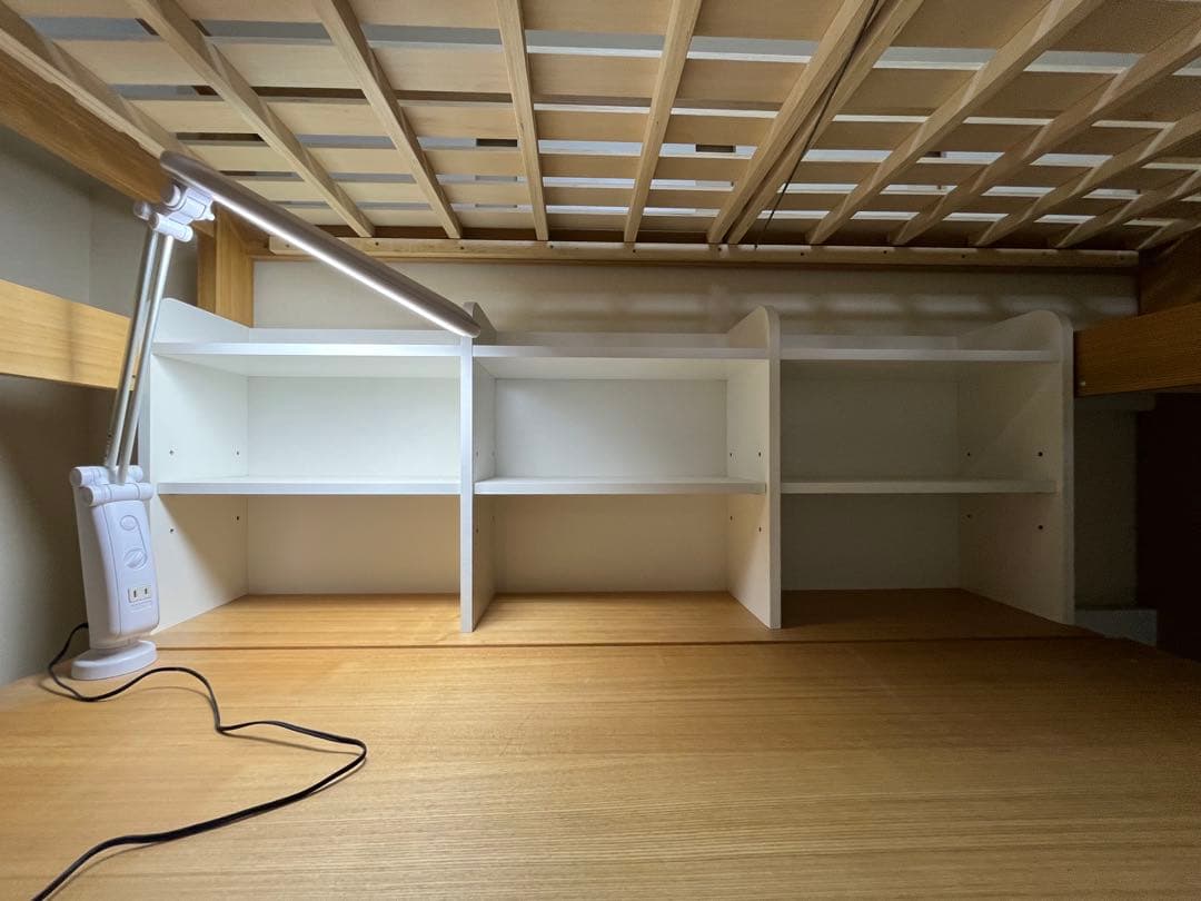 システムベッドデスク　ノア　タモ　LEDライト付き 階段、机付きロフトベッド