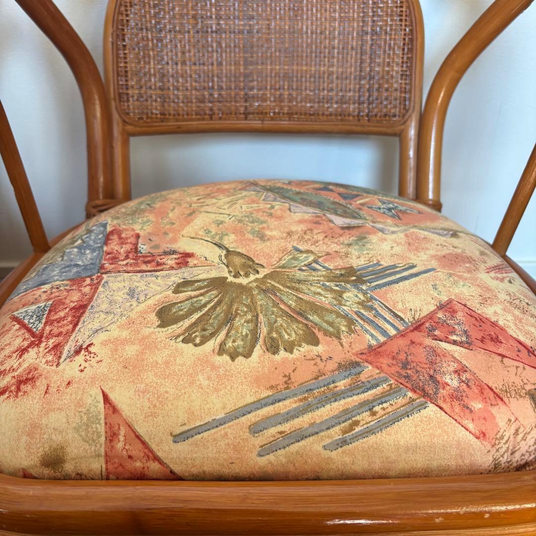 ラタン 回転チェア 2脚セット クッション付 籐椅子 座椅子 ローチェア