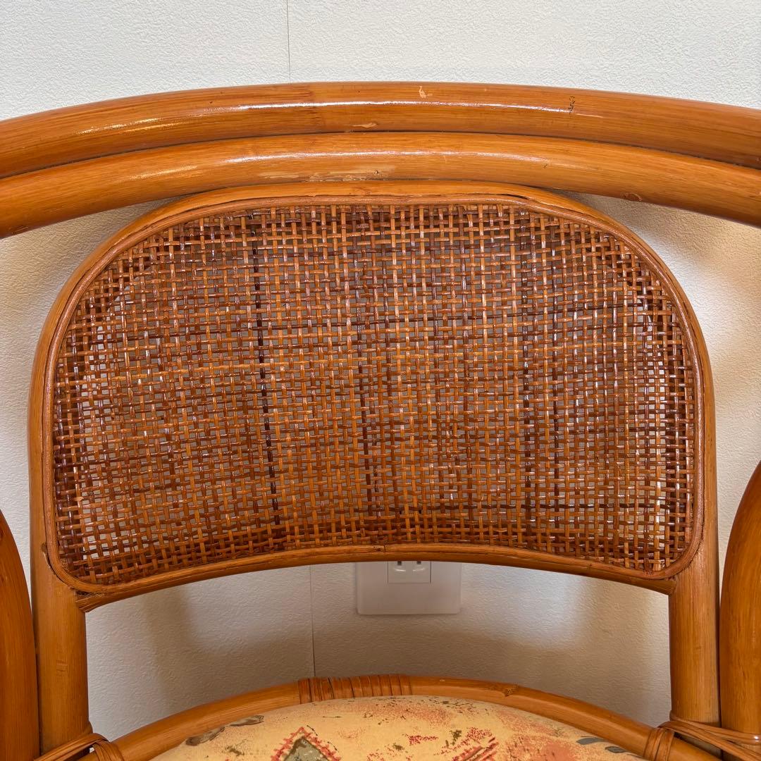 ラタン 回転チェア 2脚セット クッション付 籐椅子 座椅子 ローチェア