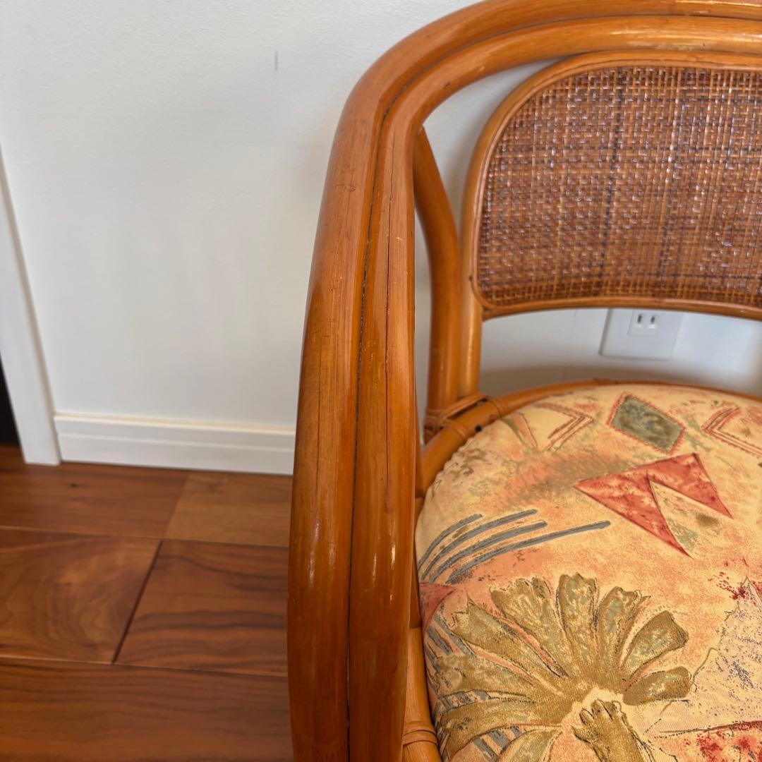 ラタン 回転チェア 2脚セット クッション付 籐椅子 座椅子 ローチェア