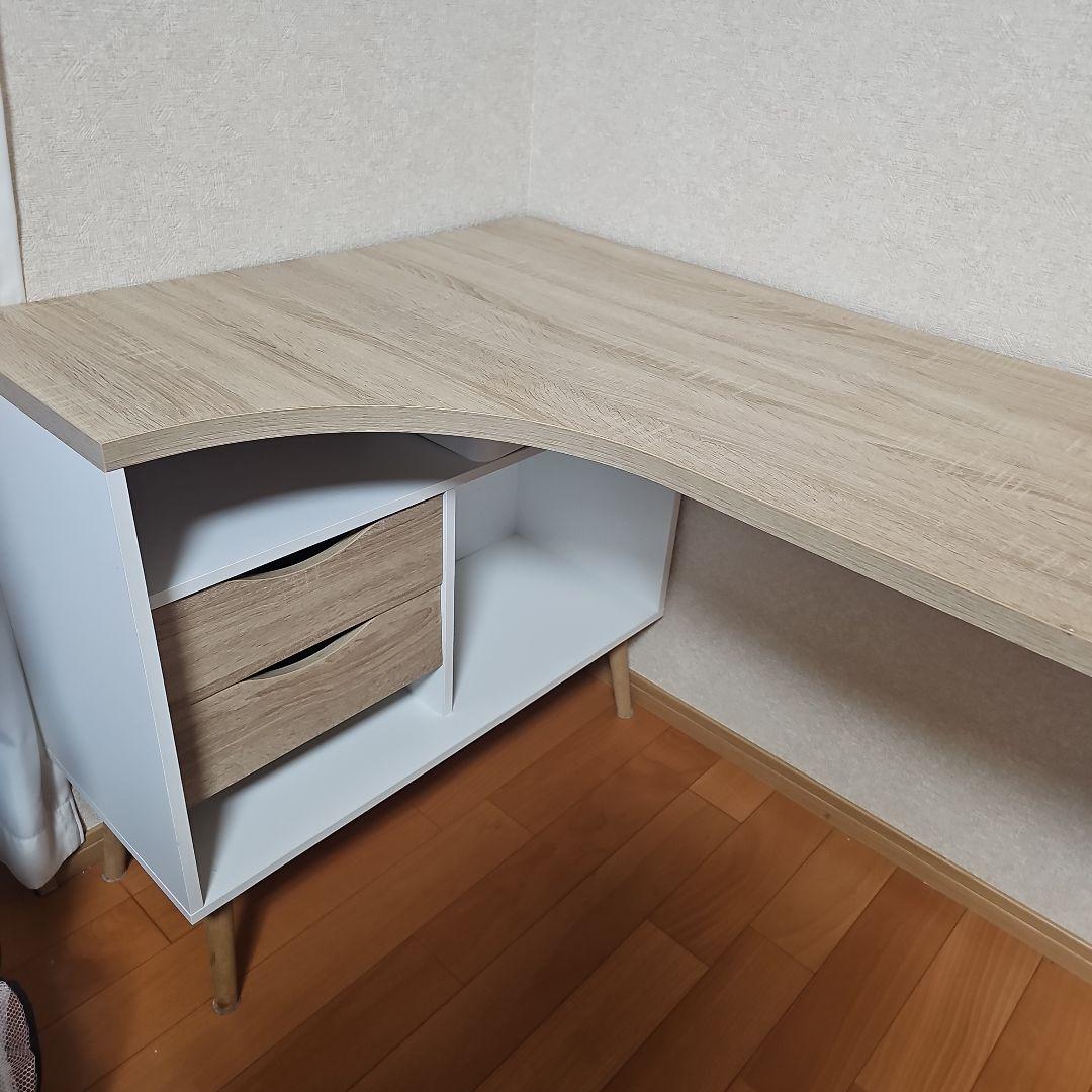 デスク L字 机 白 おしゃれ 収納 木製 PCデスク 学習机
