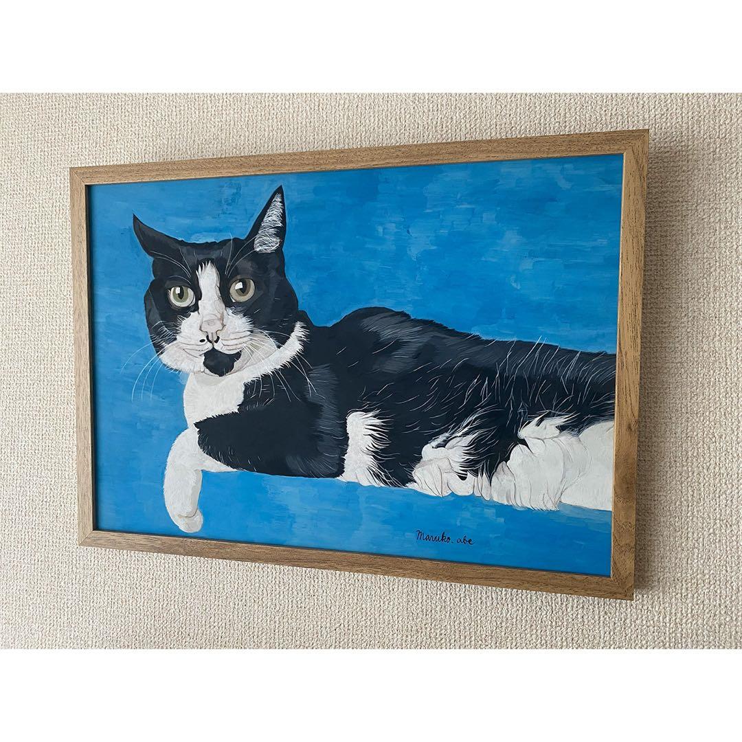 《送料無料》原画「ウメ8」猫イラスト 水彩画