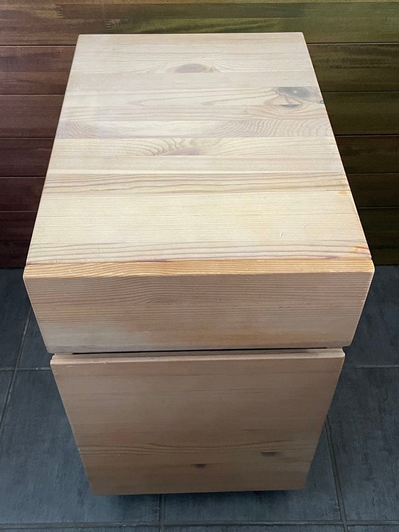 ■Muji/無印良品 天然木 無垢材 デスク/机 + デスクワゴン/キャビネット