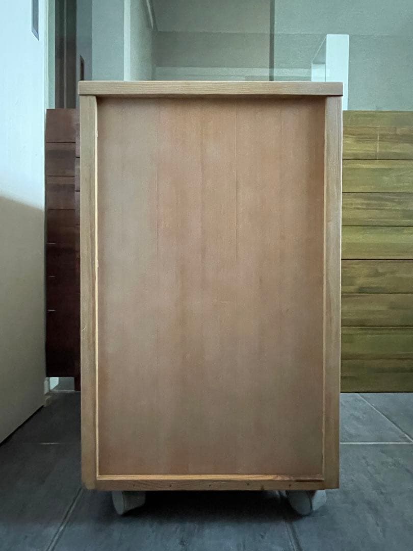 ■Muji/無印良品 天然木 無垢材 デスク/机 + デスクワゴン/キャビネット