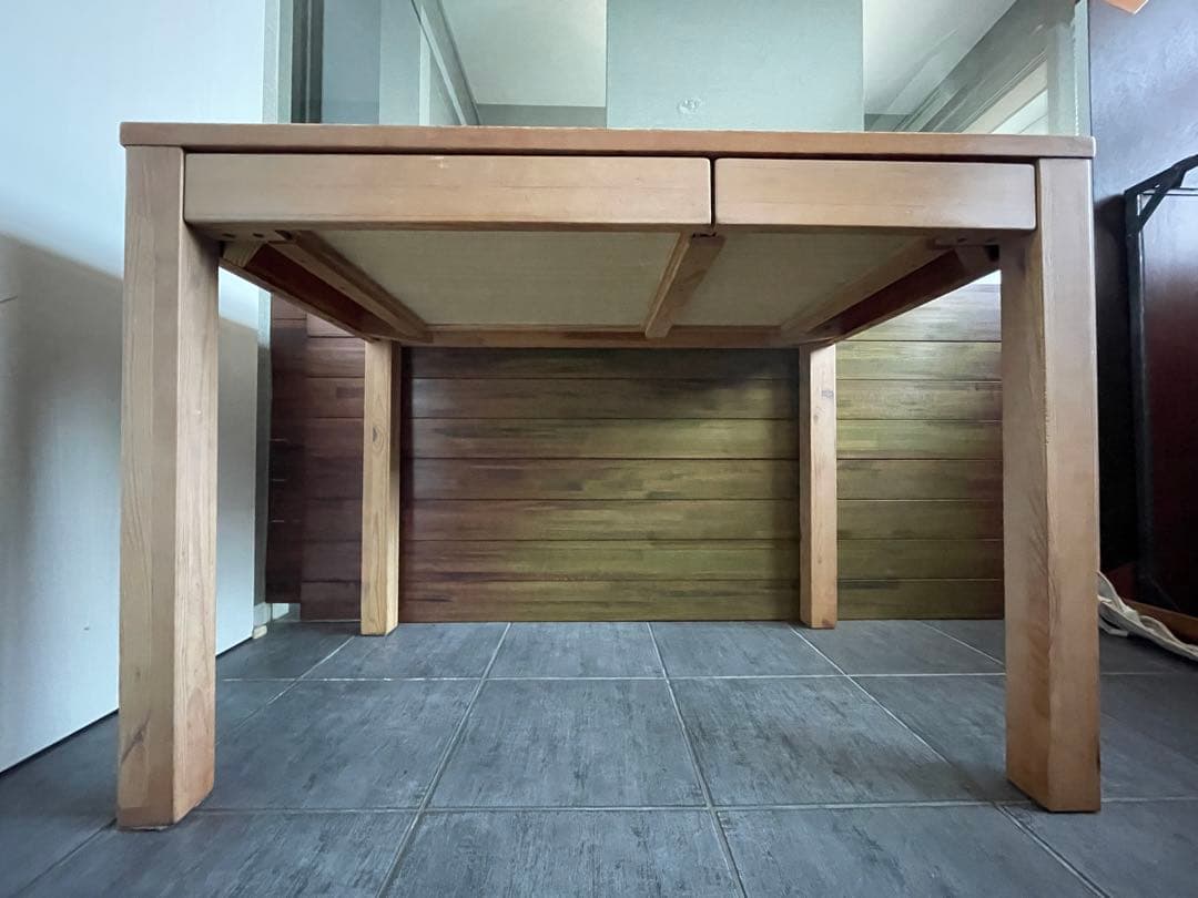 ■Muji/無印良品 天然木 無垢材 デスク/机 + デスクワゴン/キャビネット