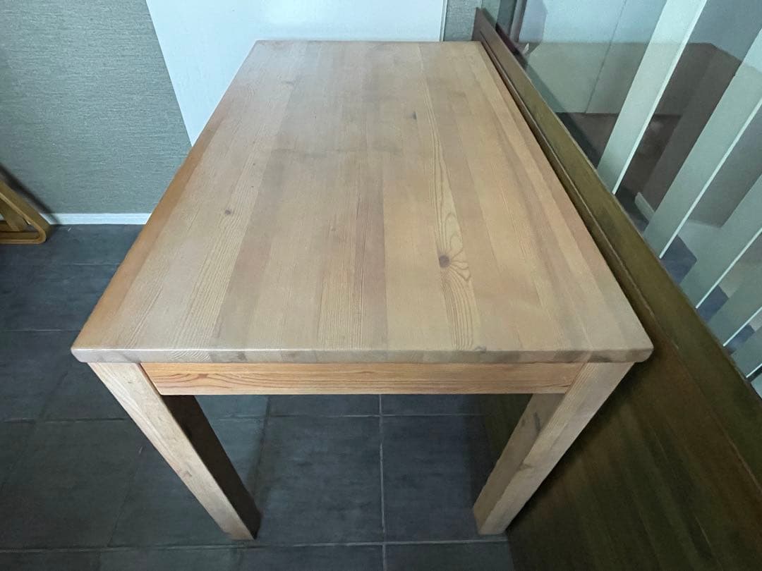 ■Muji/無印良品 天然木 無垢材 デスク/机 + デスクワゴン/キャビネット