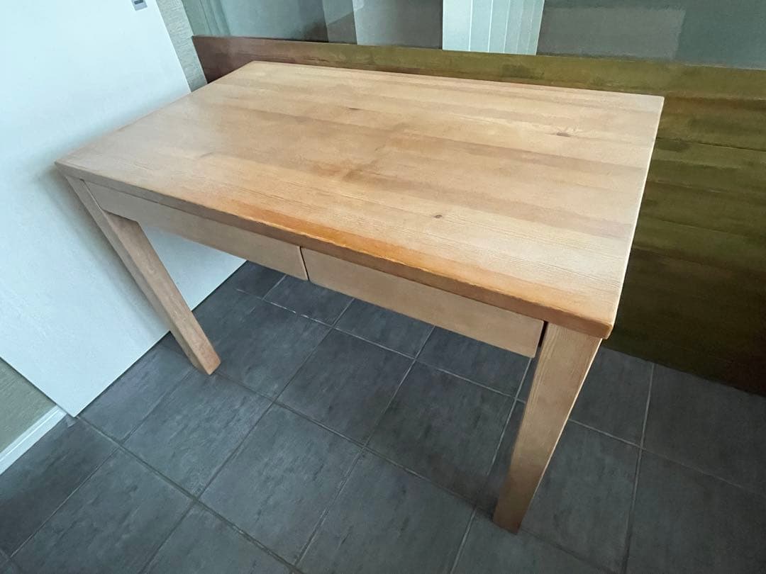 ■Muji/無印良品 天然木 無垢材 デスク/机 + デスクワゴン/キャビネット