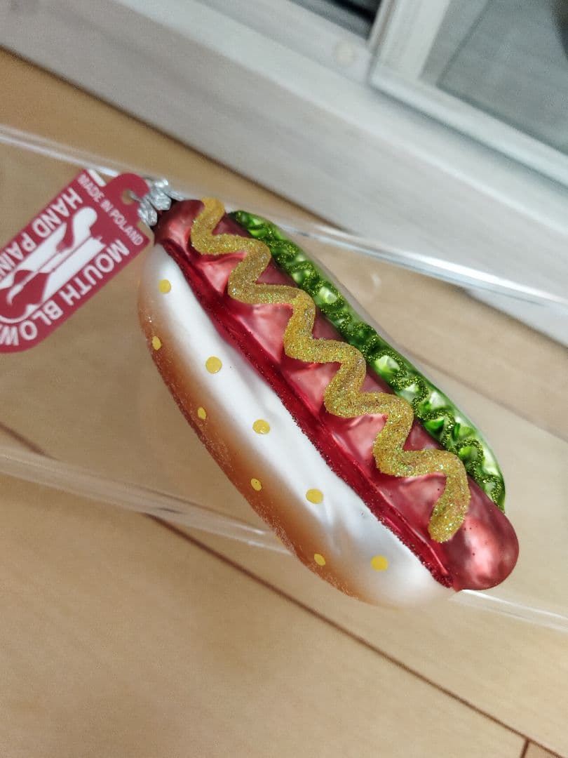 【NYC ガラス製オーナメント ホットドッグ】