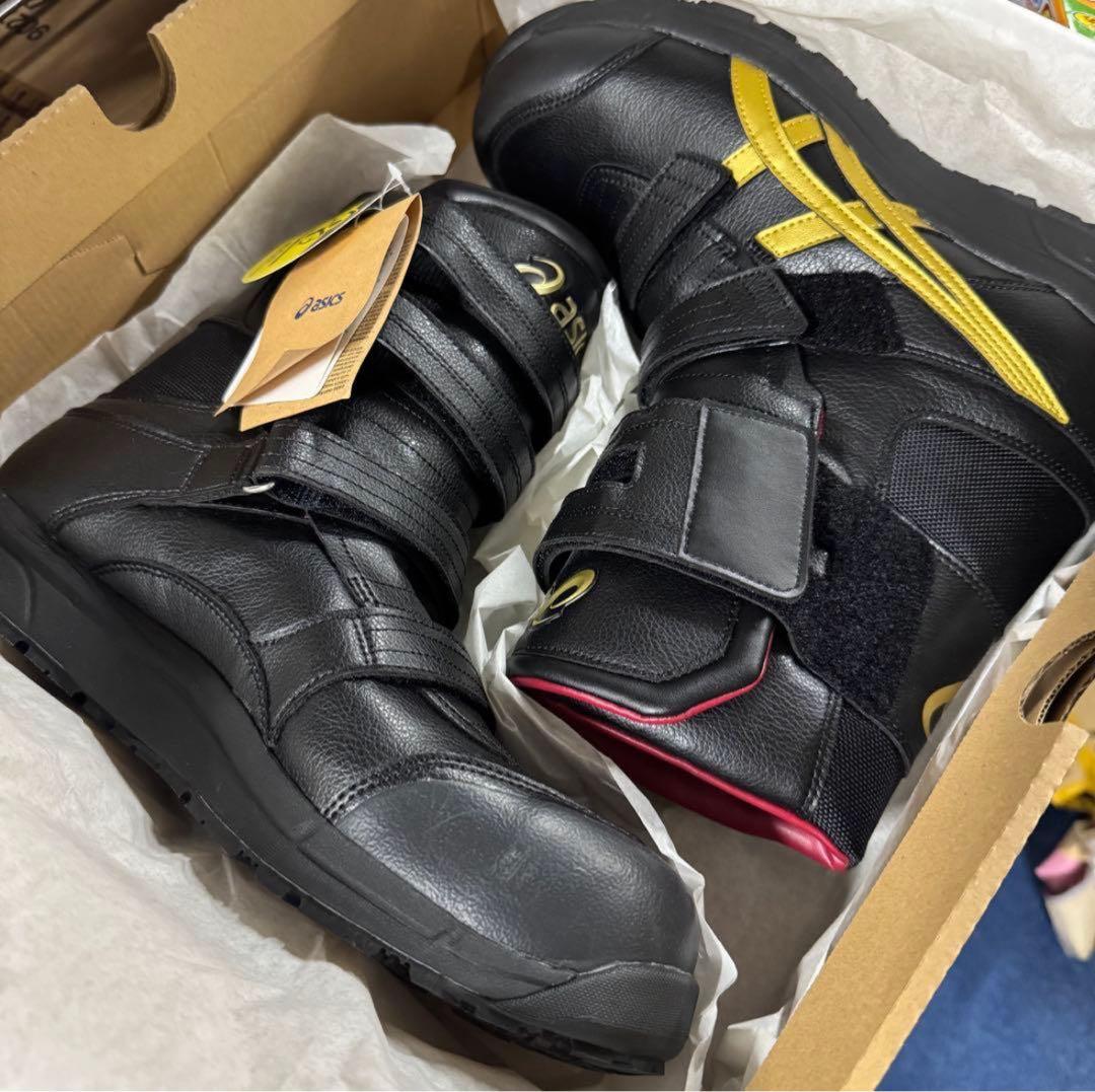 新品】アシックス ワーキング 安全靴 作業靴 ブラック×ゴールド CP401