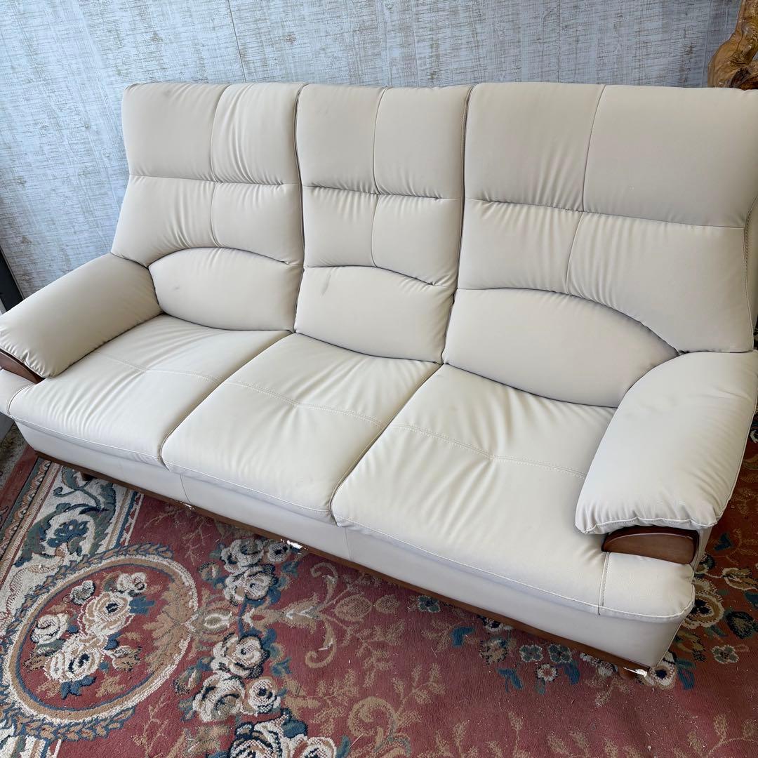 北欧レトロ ニトリ Nシールド フェイクレザーソファー 三人掛けソファー