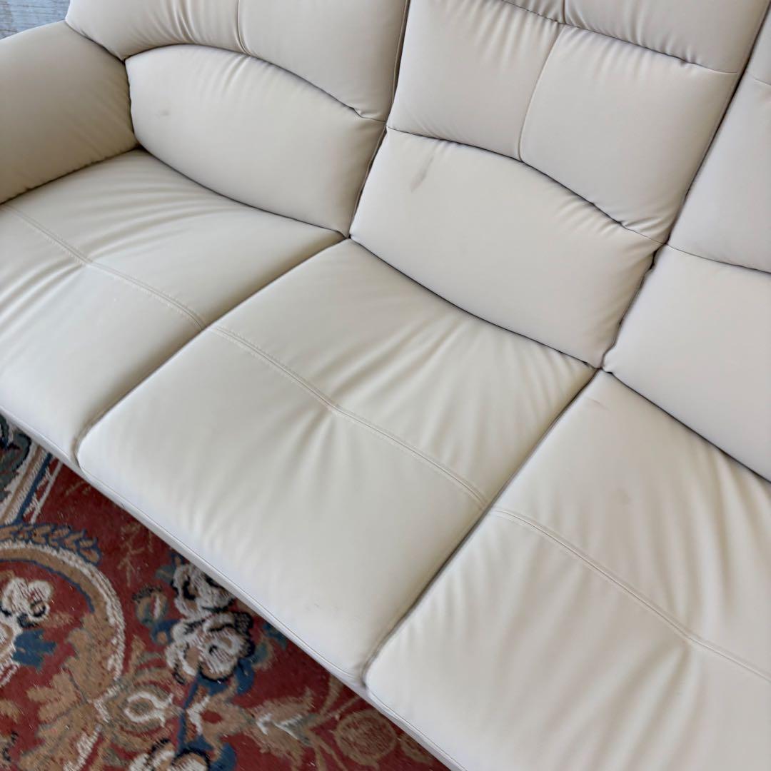 北欧レトロ ニトリ Nシールド フェイクレザーソファー 三人掛けソファー