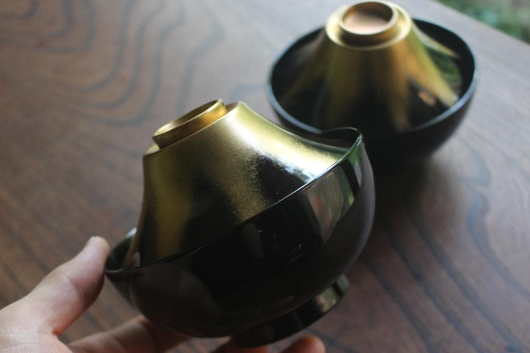 時代逸品！優美な一富士二鷹三茄子蒔絵の映えるお椀2点（検輪島塗蒔絵