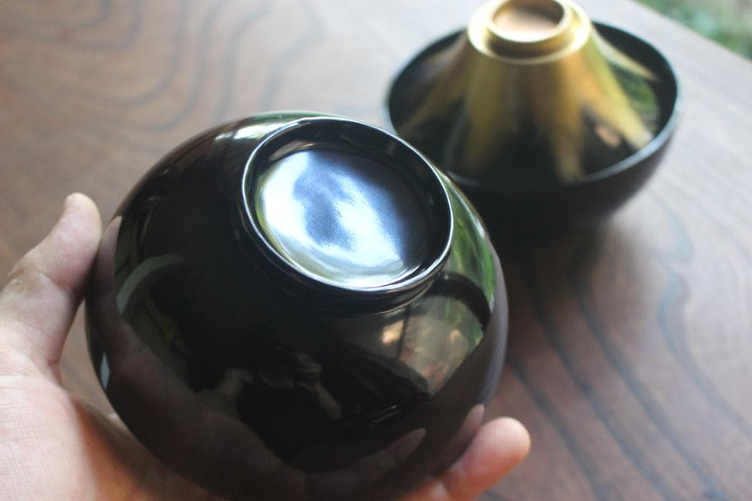 時代逸品！優美な一富士二鷹三茄子蒔絵の映えるお椀2点（検輪島塗蒔絵