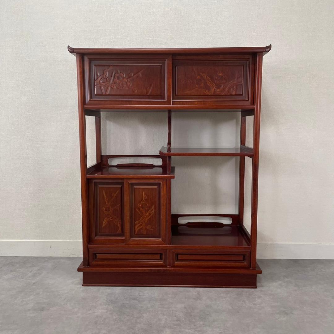 唐木家具 飾り棚 茶箪笥 違い棚 シェルフ 収納 工芸品 和製家具 レトロ