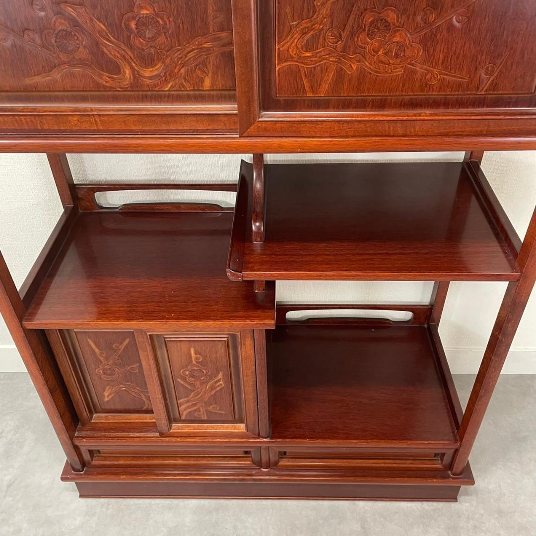 唐木家具 飾り棚 茶箪笥 違い棚 シェルフ 収納 工芸品 和製家具 レトロ