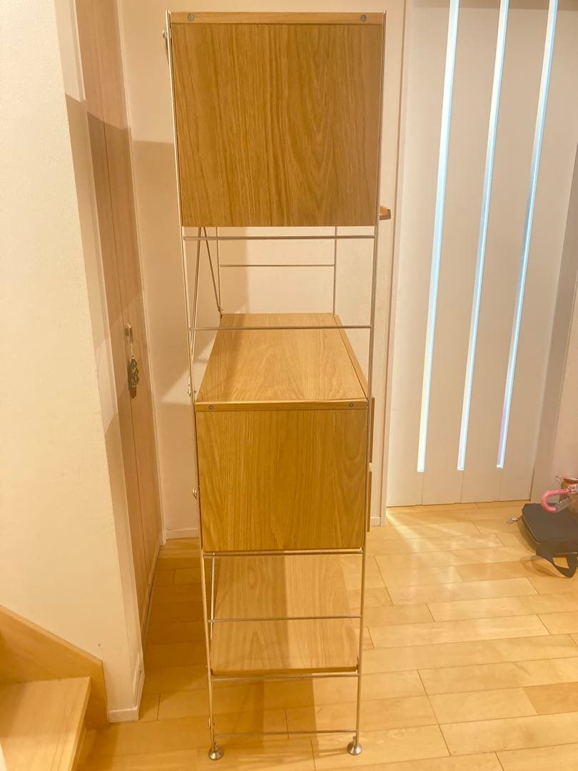 無印良品 ステンレスユニットシェルフ オーク材 フラップ扉 引き出し2個