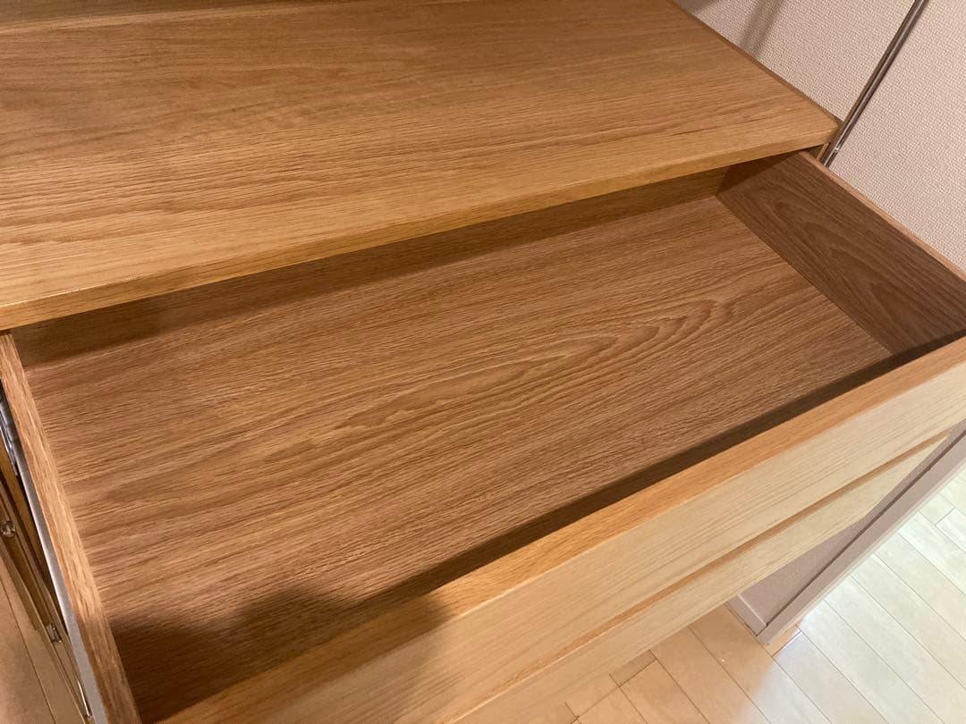 無印良品 ステンレスユニットシェルフ オーク材 フラップ扉 引き出し2個