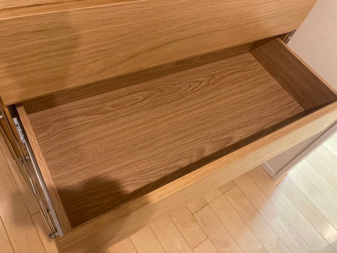 無印良品 ステンレスユニットシェルフ オーク材 フラップ扉 引き出し2個