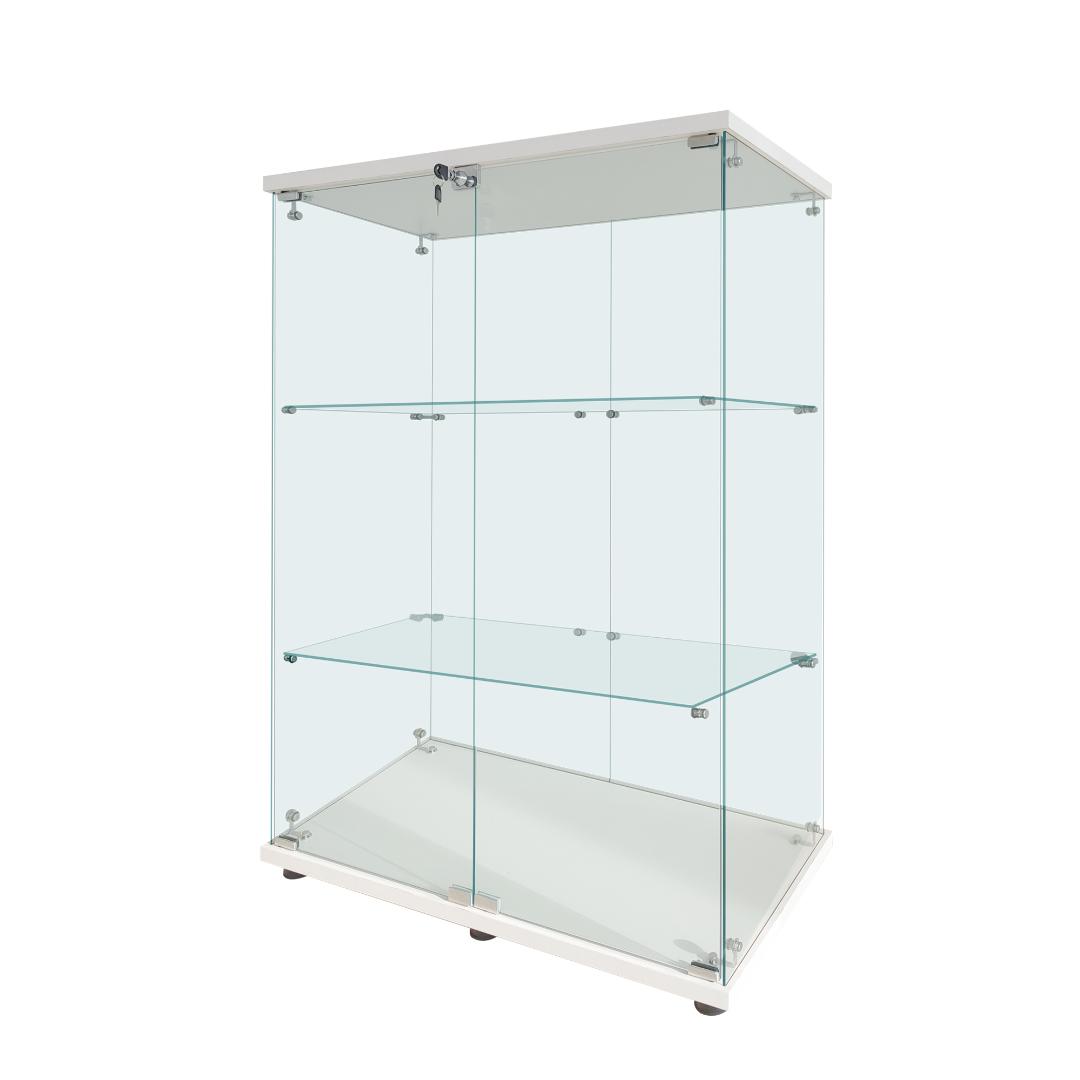 【新品】3段ワイド白｜ガラスショーケース｜大人のフィギュア棚 コレクションケース