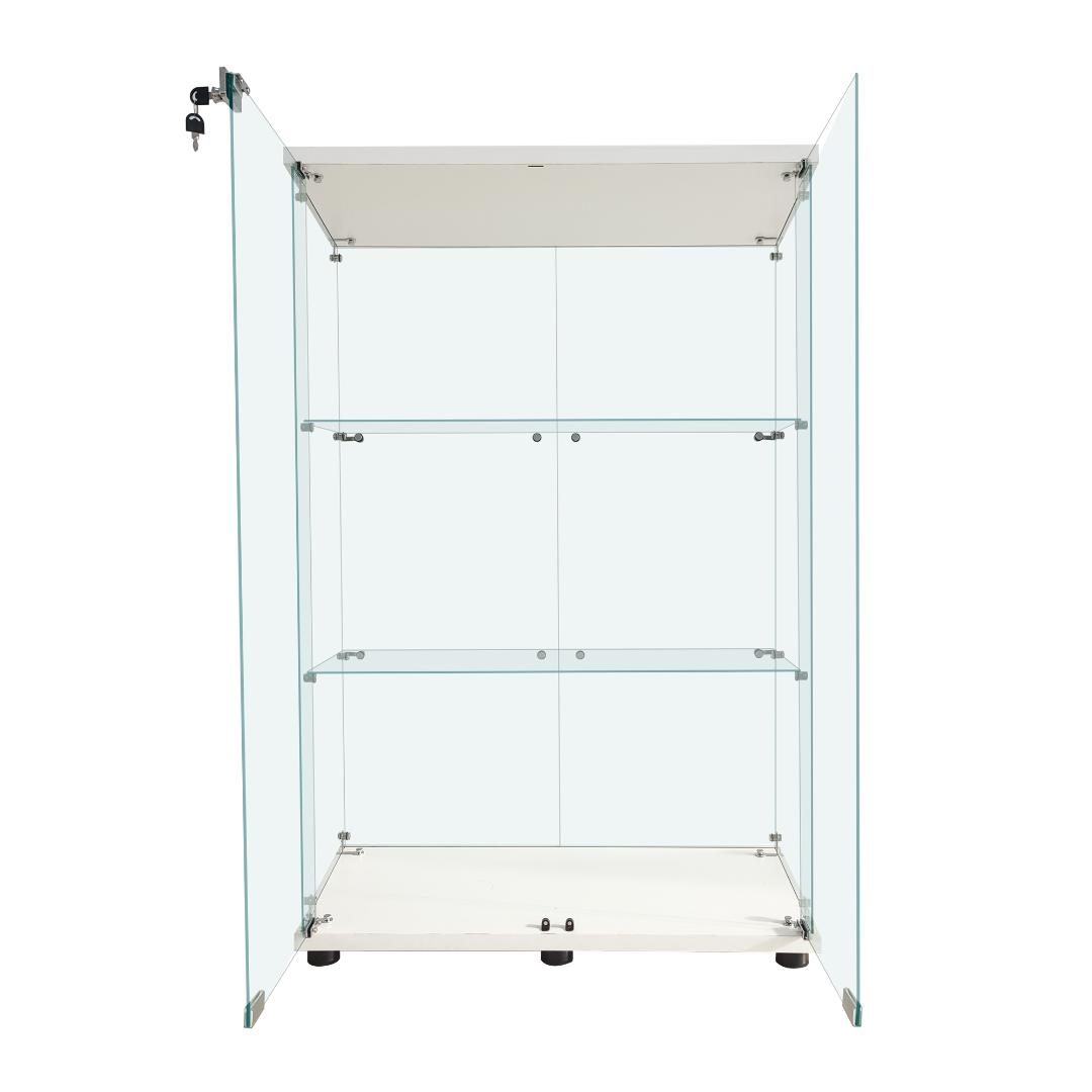 【新品】3段ワイド白｜ガラスショーケース｜大人のフィギュア棚 コレクションケース