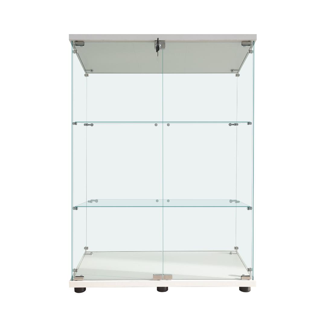 【新品】3段ワイド白｜ガラスショーケース｜大人のフィギュア棚 コレクションケース