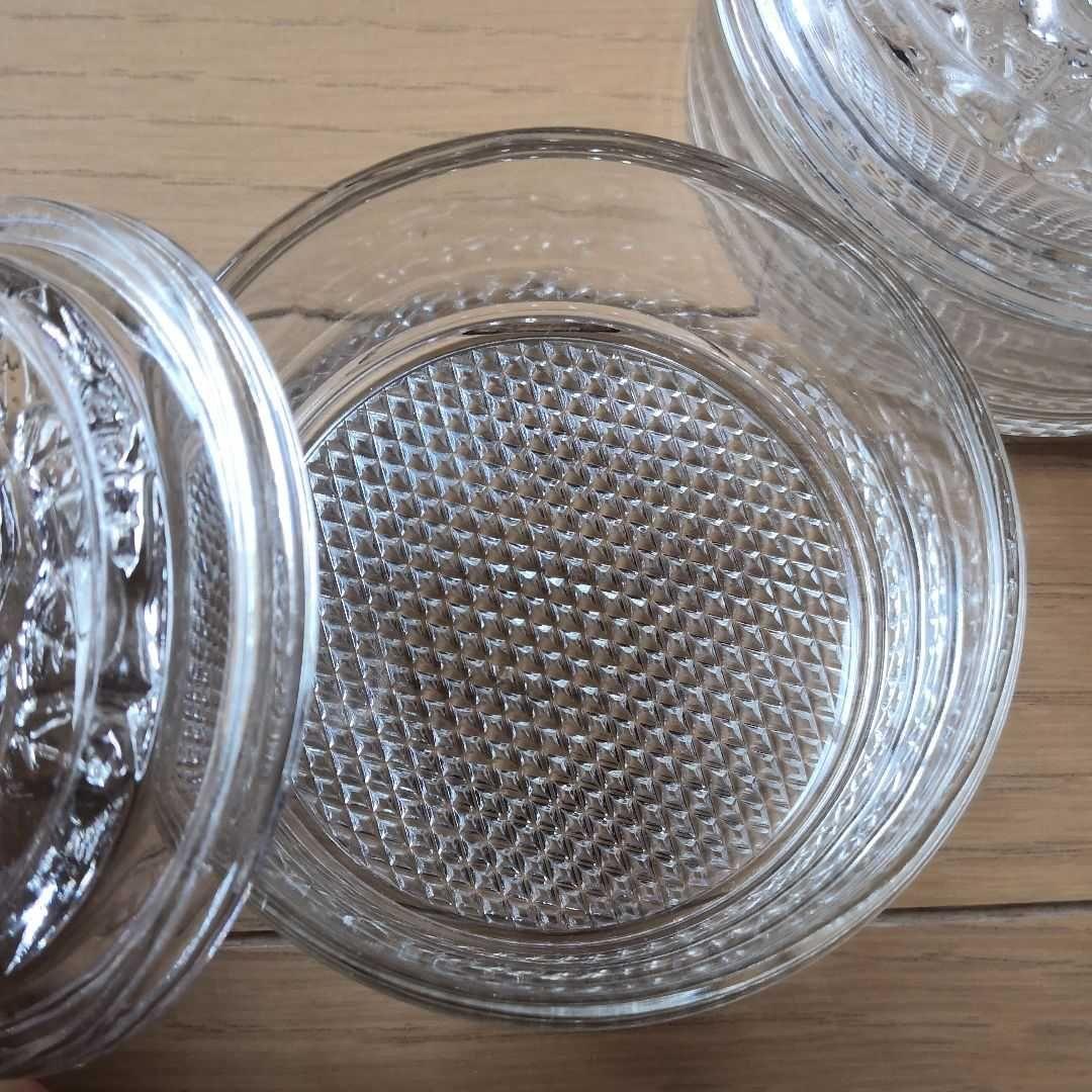 ヴィンテージ硝子バラ薔薇蓋付きガラスキャニスターセットシュガーミルク小物入れ