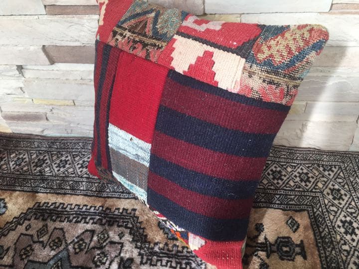 ビンテージラグ　トルコラグ　オールドキリム　クッションカバー　パッチワーク♯14