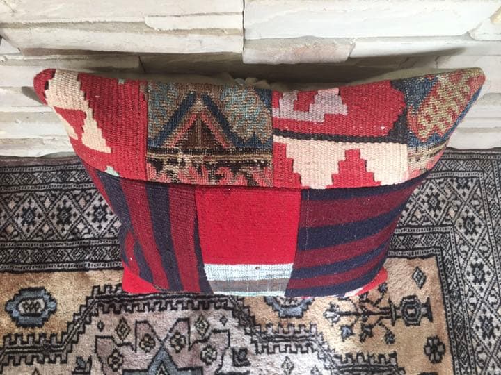 ビンテージラグ　トルコラグ　オールドキリム　クッションカバー　パッチワーク♯14